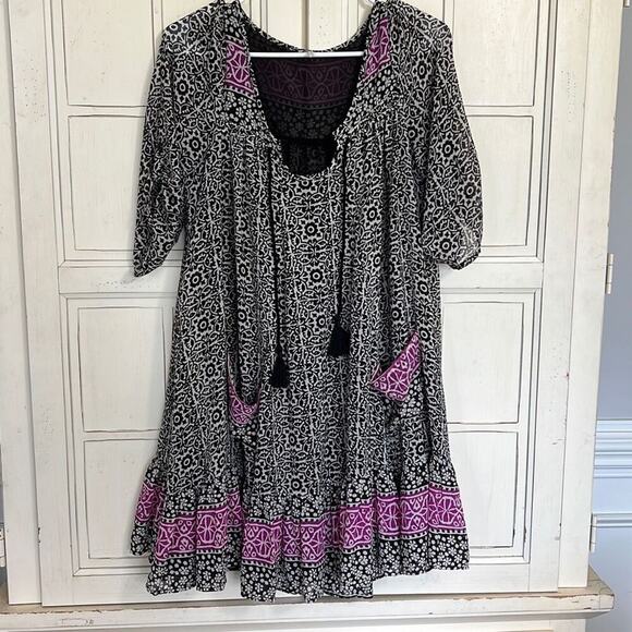 Free People size small tunic dress black purple beige - Picture 1 of 3